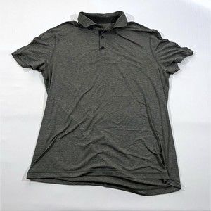 Lululemon Shirt Men Grey Tech Athletic Fit Stretch Polo Short Sleeve Sz L